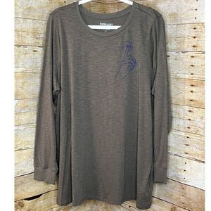 TORRID SZ.2 (2X) DUSTY OLIVE CLASSIC FIT SUPER SOFT SLUB CREWNECK PUFF ART SHIRT